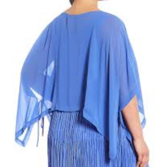 COPY - NWT Eileen Fisher BLUE STAR Sheer Silk Georgette Poncho W/TIE - Picture 1 of 5
